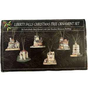 Liberty Falls Miniature Christmas Ornaments Set Of 6 Hand Painted Porcelain L01